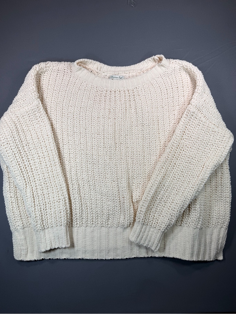 American Eagle Women’s XS Cream Oversized Knit Pullover Sweater